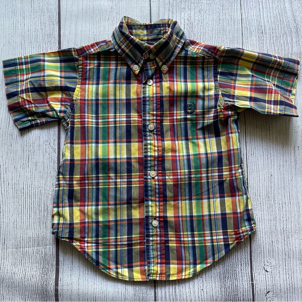 Chaps Plaid Short Sleeve Button Down Size 2/2T
